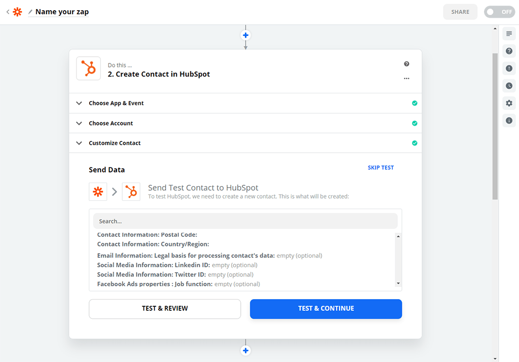 Zapier app étape 9